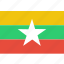 burma, burmese, country, flag, myanmar, national 