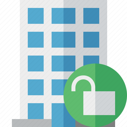 Building, business, company, estate, house, office, unlock icon - Download on Iconfinder