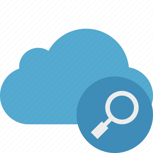 Blue, cloud, network, search, storage, weather icon - Download on Iconfinder