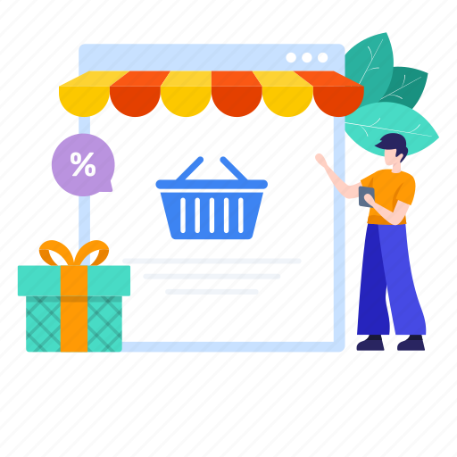 Buy online, ecommerce, eshopping, online grocery, online shopping, shopping website illustration - Download on Iconfinder