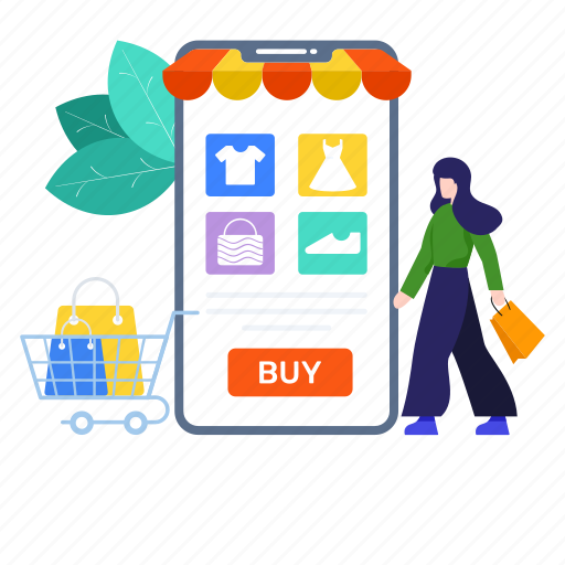 App, ecommerce, eshopping, mobile app, mobile shopping, shopping, shopping app illustration - Download on Iconfinder