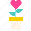 flower, heart, love, pot, valentine 