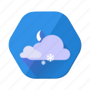 cloudy, moon, snowfall, forecast, night, weather, winter