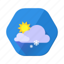 cloudy, snowfall, sun, day, forecast, weather, winter