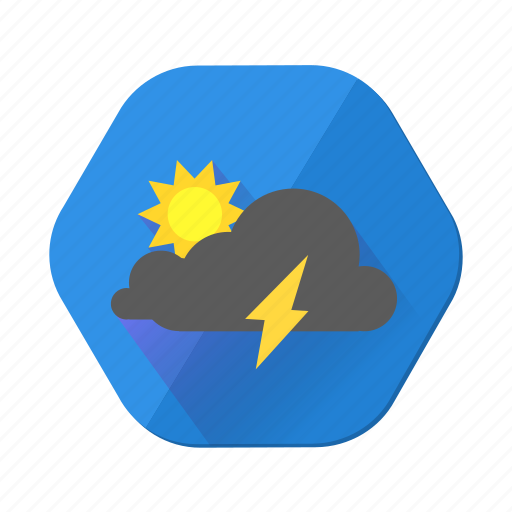 Cloudy, lightning, sunny, clouds, day, forecast, weather icon - Download on Iconfinder
