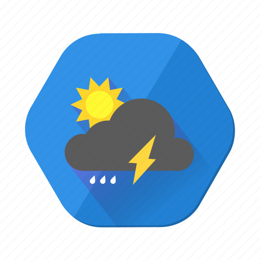 Lightining, rain, sunny, cloud, day, forecast, weather icon - Download on Iconfinder