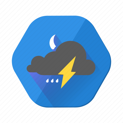 Cloudy, lightning, moon, rain, forecast, night, weather icon - Download on Iconfinder