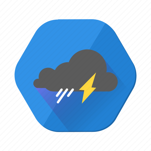 Cloudy, lightning, rain, shower, clouds, forecast, weather icon - Download on Iconfinder