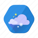 cloudy, snowfall, star, forecast, snowflake, weather, winter