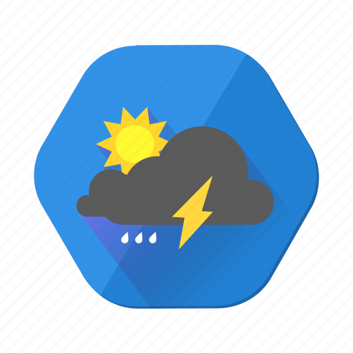 Cloudy, lightning, rain, sun, clouds, forecast, moon icon - Download on Iconfinder