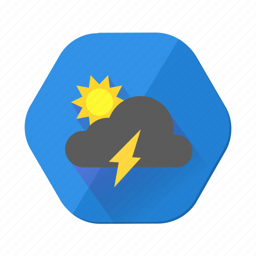 Lightning, sunny, day, forecast, storm, sun, weather icon - Download on Iconfinder
