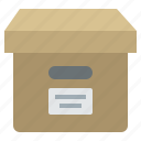 archive, box, documents, files, package, products, storage 