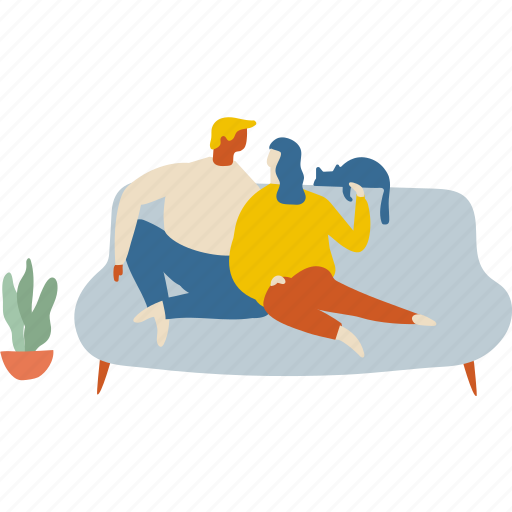 Character, couch, couple, love, man, together, woman illustration - Download on Iconfinder