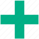 add, green cross, health, hospital, medical symbol, new, plus