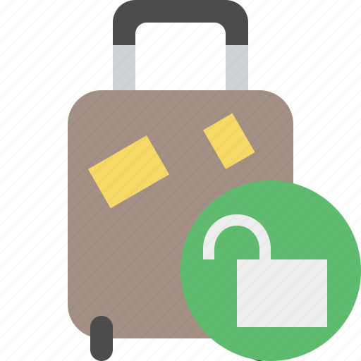 Bag, baggage, luggage, suitcase, travel, unlock, vacation icon - Download on Iconfinder