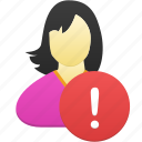 female, girl, user, warning, woman, avatar, person