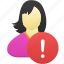 female, girl, user, warning, woman, avatar, person 