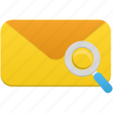 email, mail, search, letter, magnifying, message, find