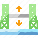 lift bridge, bridge, river, water, stream, traffic