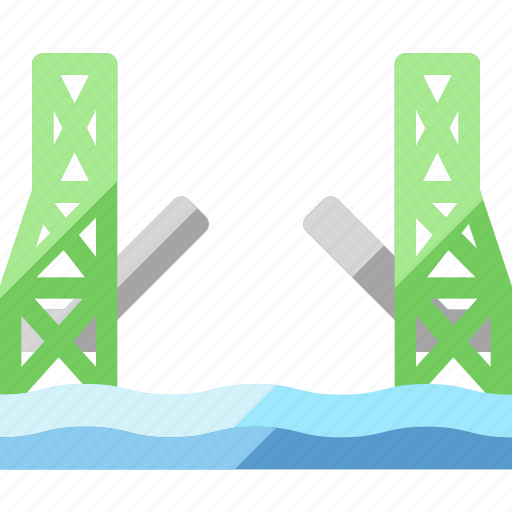 Retractable bridge, bridge, folding bridge, bascule, construction, traffic icon - Download on Iconfinder