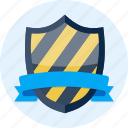 badge, banner, medieval, protection, ribbon, scroll, shield