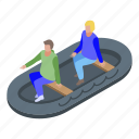 boat, cartoon, family, isometric, people, rescue, woman