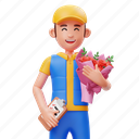 courier, man, shipping, people, avatar, flower, flower bouquet, flowers, floral 
