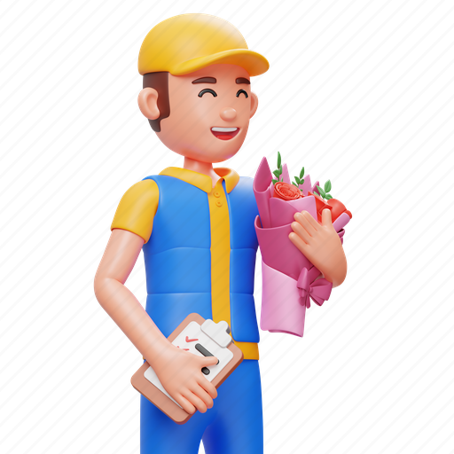 Courier, delivery, man, person, parcel, male, men 3D illustration - Download on Iconfinder