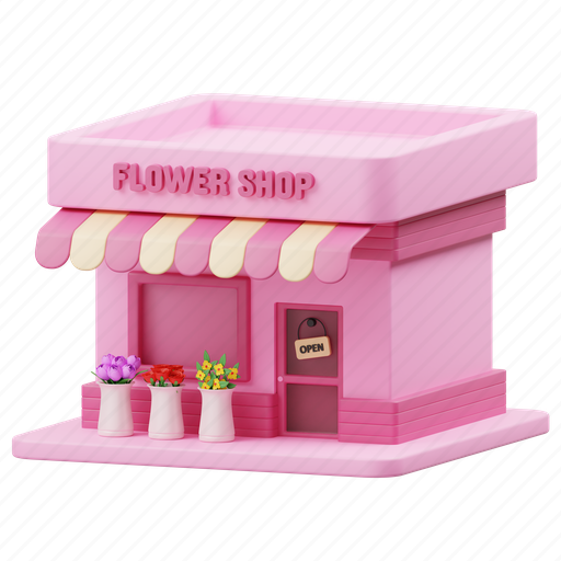 Flower, shop, building, construction, store, shopping, plant 3D illustration - Download on Iconfinder