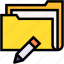folder, user, file, storage, archive, pencil, edit 