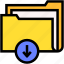 folder, download, files, and, folders, data, storage, down, arrow 