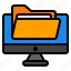 computer, technology, monitor, screen, display, folder, document 