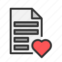 document, favourite, heart, bookmark, file