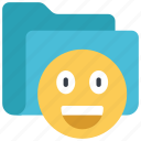 happy, emoji, folder, files, documents, smiley, face