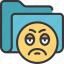 angry, emoji, folder, files, documents, sad, face 