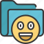 happy, emoji, folder, files, documents, smiley, face 