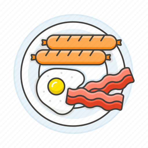 Bacon, breakfast, chorizo, egg, food, fried, plate icon - Download on Iconfinder