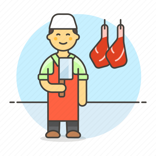 Hanging, butcher, man, food, butchery, manufacturing, knife icon - Download on Iconfinder