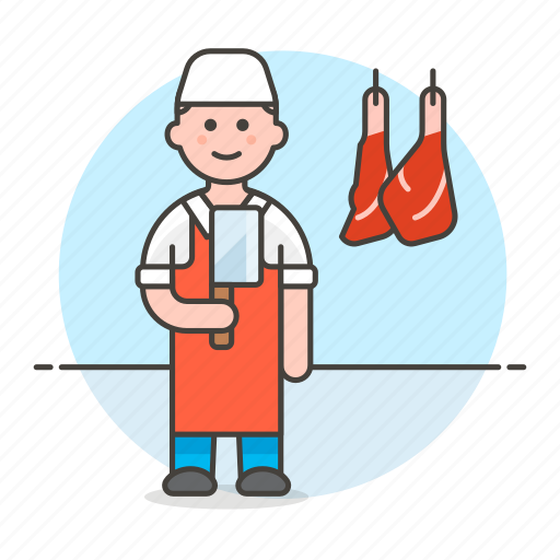 Butcher, butchery, food, hanger, hanging, knife, man icon - Download on Iconfinder