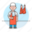 butcher, butchery, food, hanger, hanging, knife, man, manufacturing, meat, shop 