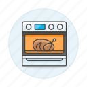 appliance, baking, chicken, cooking, food, in, kitchen, oven, turkey