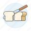 baked, bakery, bread, breakfast, cutting, food, goods, knife, slice 
