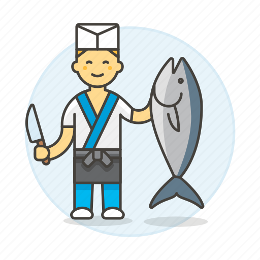 Asian, fish, food, fresh, japanese, knife, male icon - Download on Iconfinder