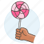 sweets, holding, hand, food, store, confectionery, lolipop, candy 