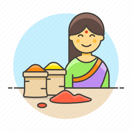 Asian, basket, female, food, half, indian, merchant icon - Download on Iconfinder