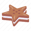 cream cookie, star cookie, biscuit, chocolate cookie, food