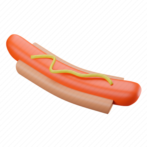 Hotdog, sausage, hotdog sandwich, junk-food, meal, meat, bread 3D illustration - Download on Iconfinder