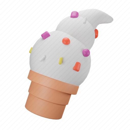 Ice, cream, cone, sweet, dessert, delicious, cold 3D illustration - Download on Iconfinder
