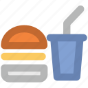 burger and drink, cheeseburger, drink, fast food, hamburger, junk food