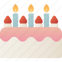 birthday, cake, strawberry, candle, bakery
